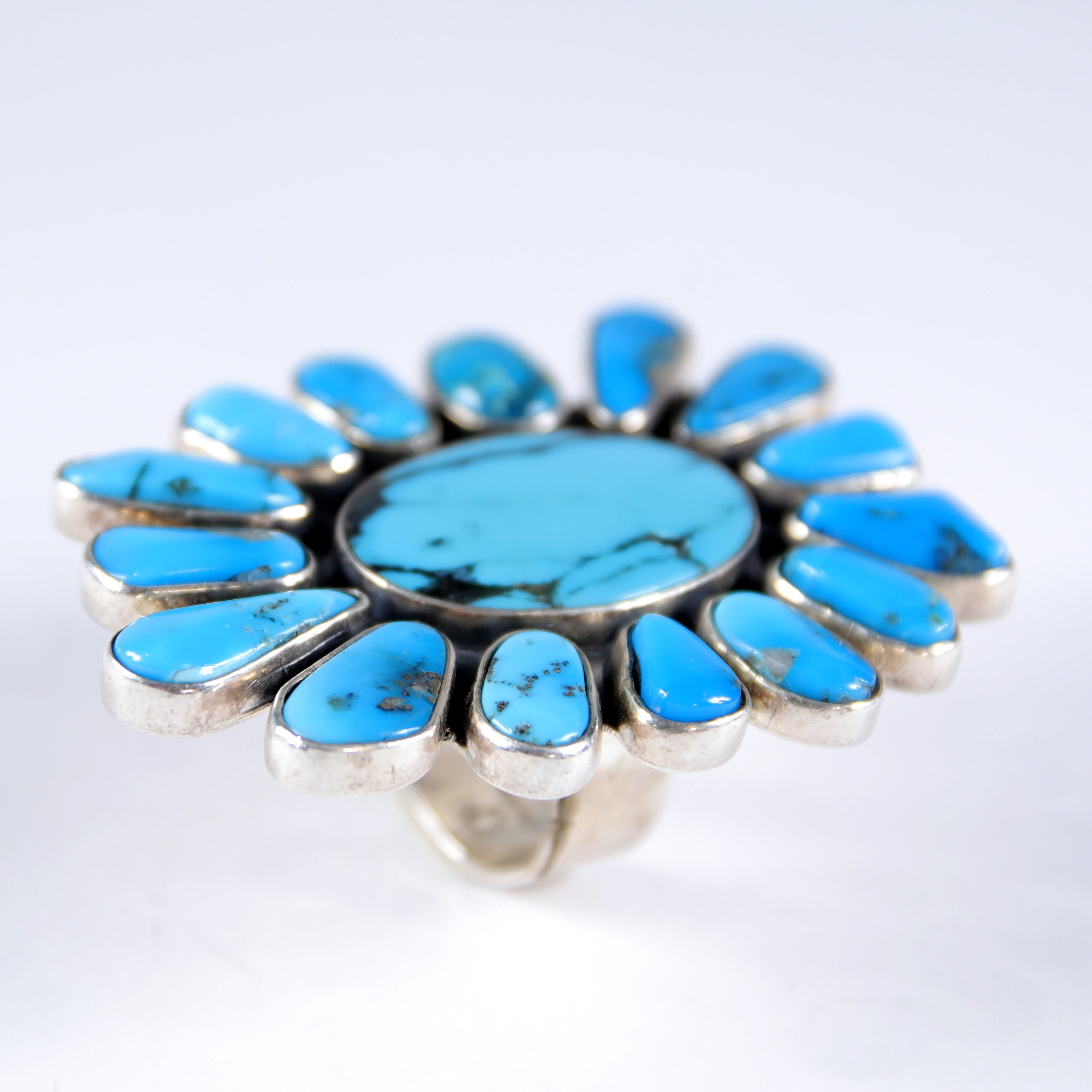 Robin's Egg Blue Sleeping Beauty Turquoise Flower Ring-Impressive and Bold