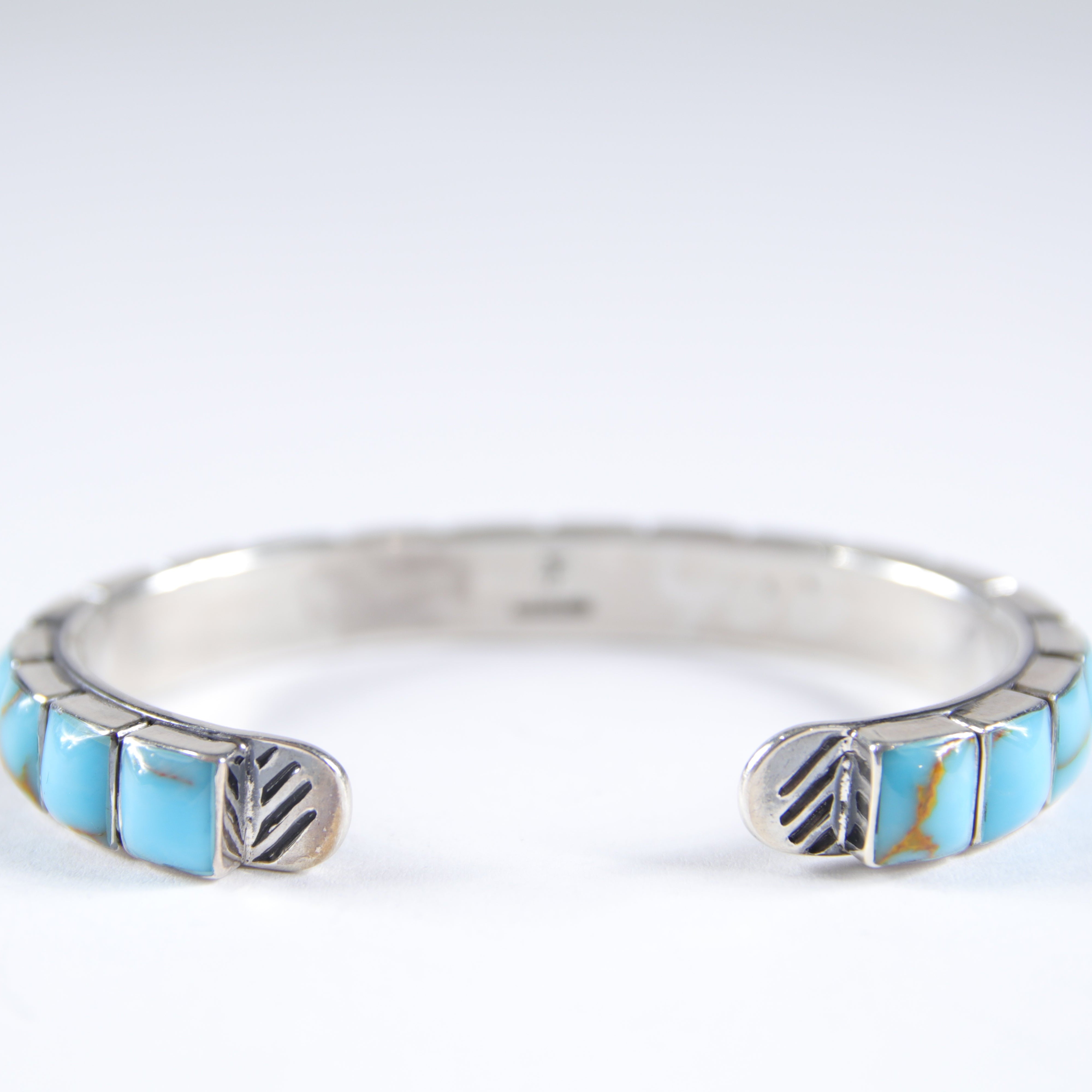 X-Small Kingmam Turquoise 1-Row Cuff Bracelet-Decortaive Stamping