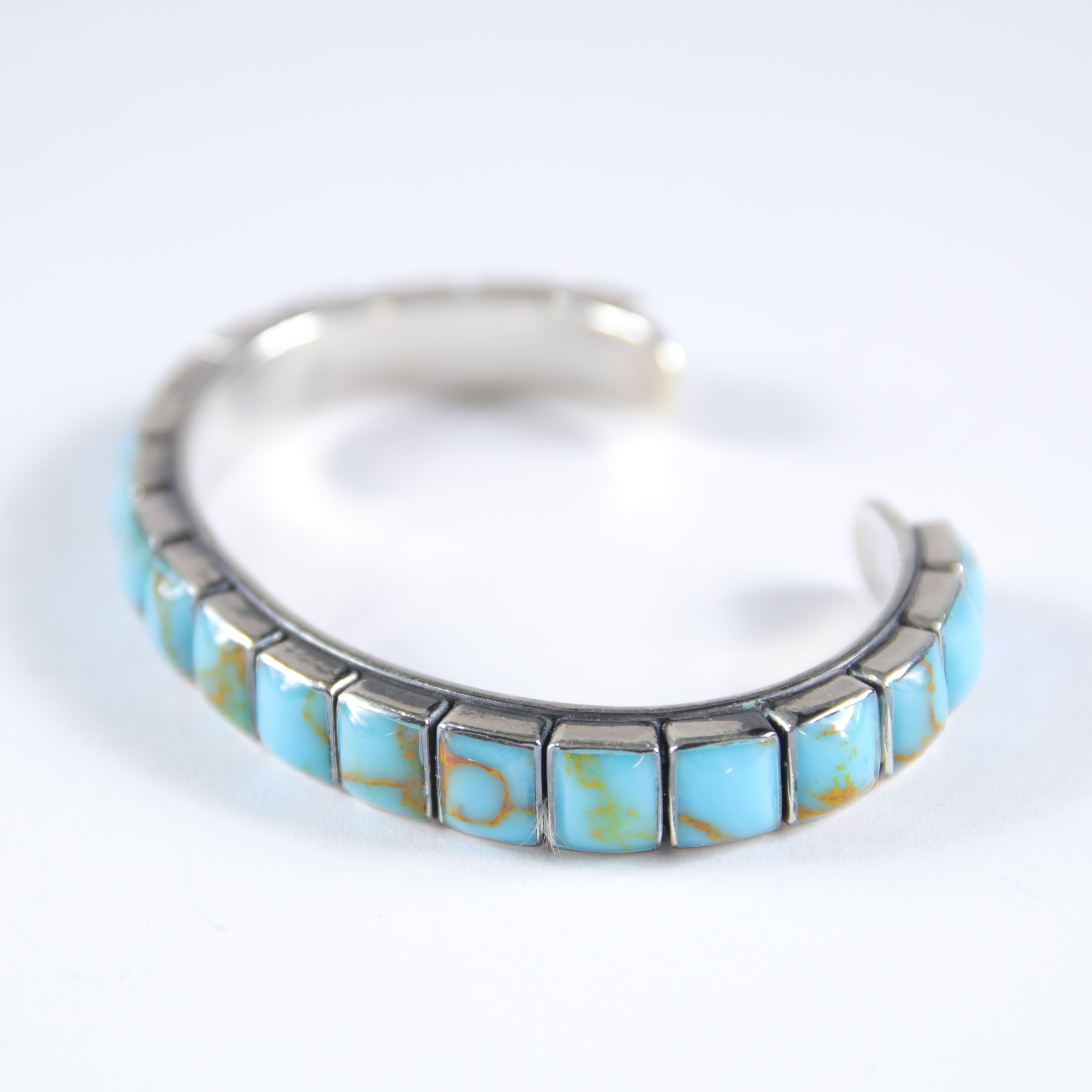 X-Small Kingmam Turquoise 1-Row Cuff Bracelet-Decortaive Stamping