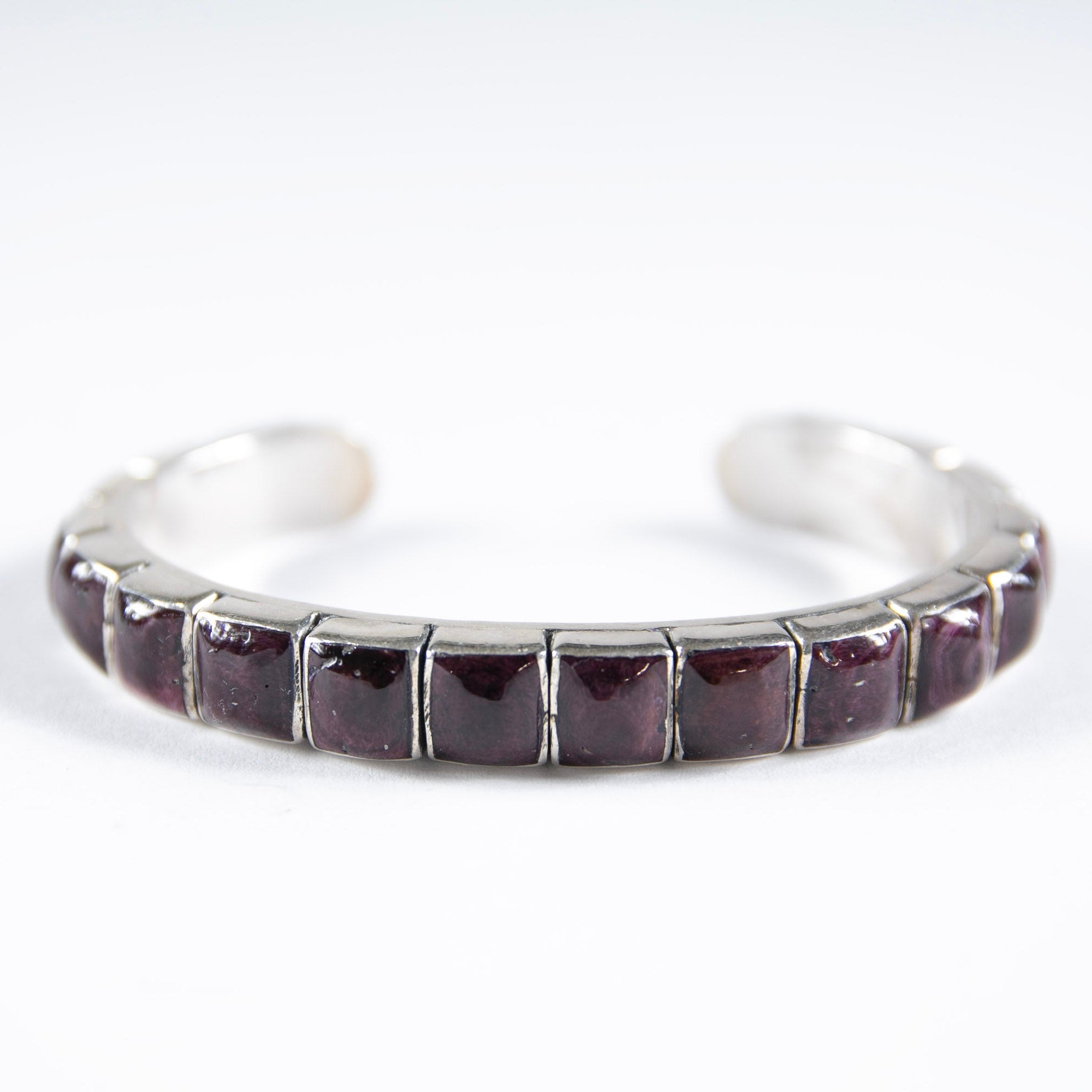 Small Purple Spiny Oyster Shell 1-Row Cuff Bracelet / Decorative Stamping