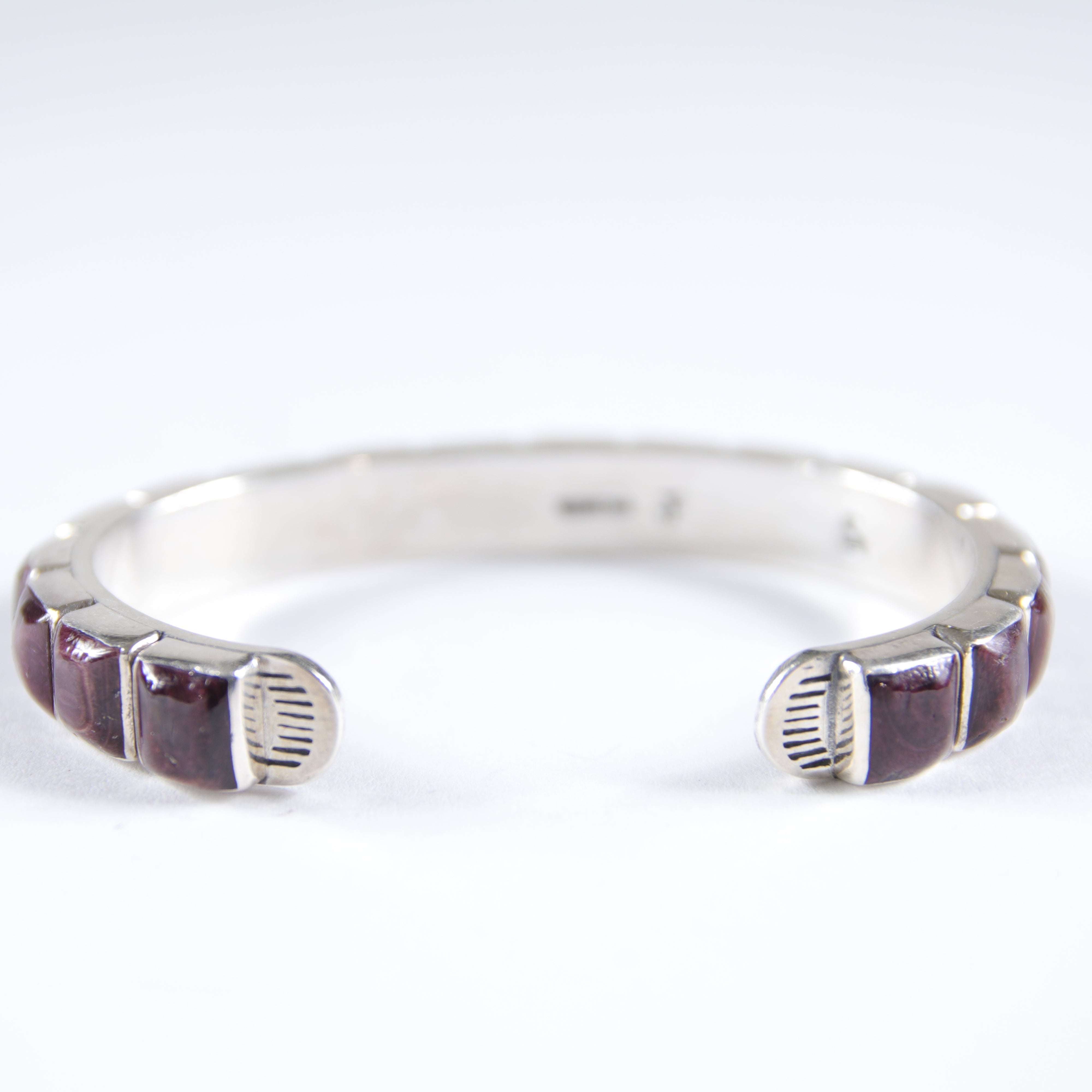 Small Purple Spiny Oyster Shell 1-Row Cuff Bracelet / Decorative Stamping