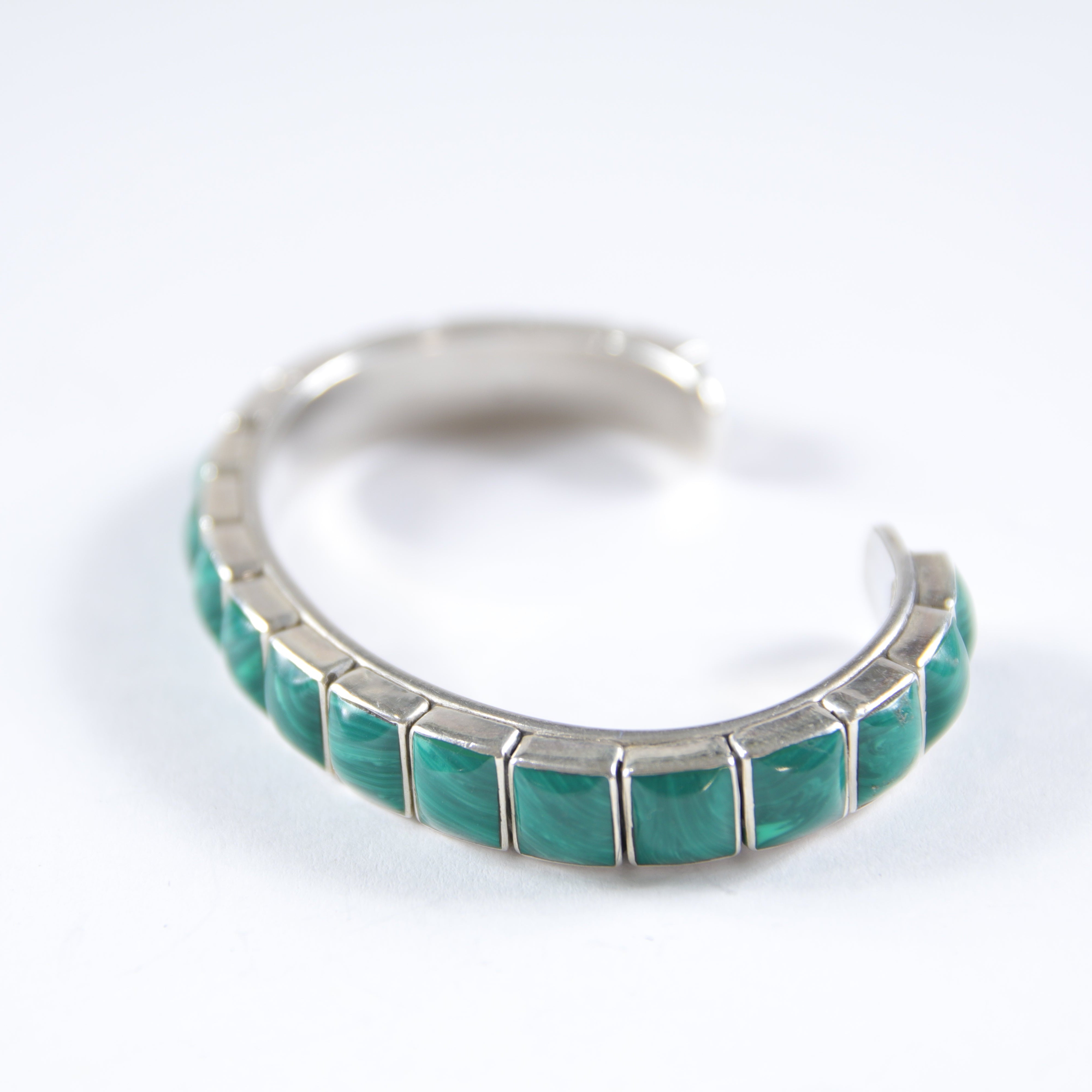 Small Green Malachite 1-Row Cuff Bracelet