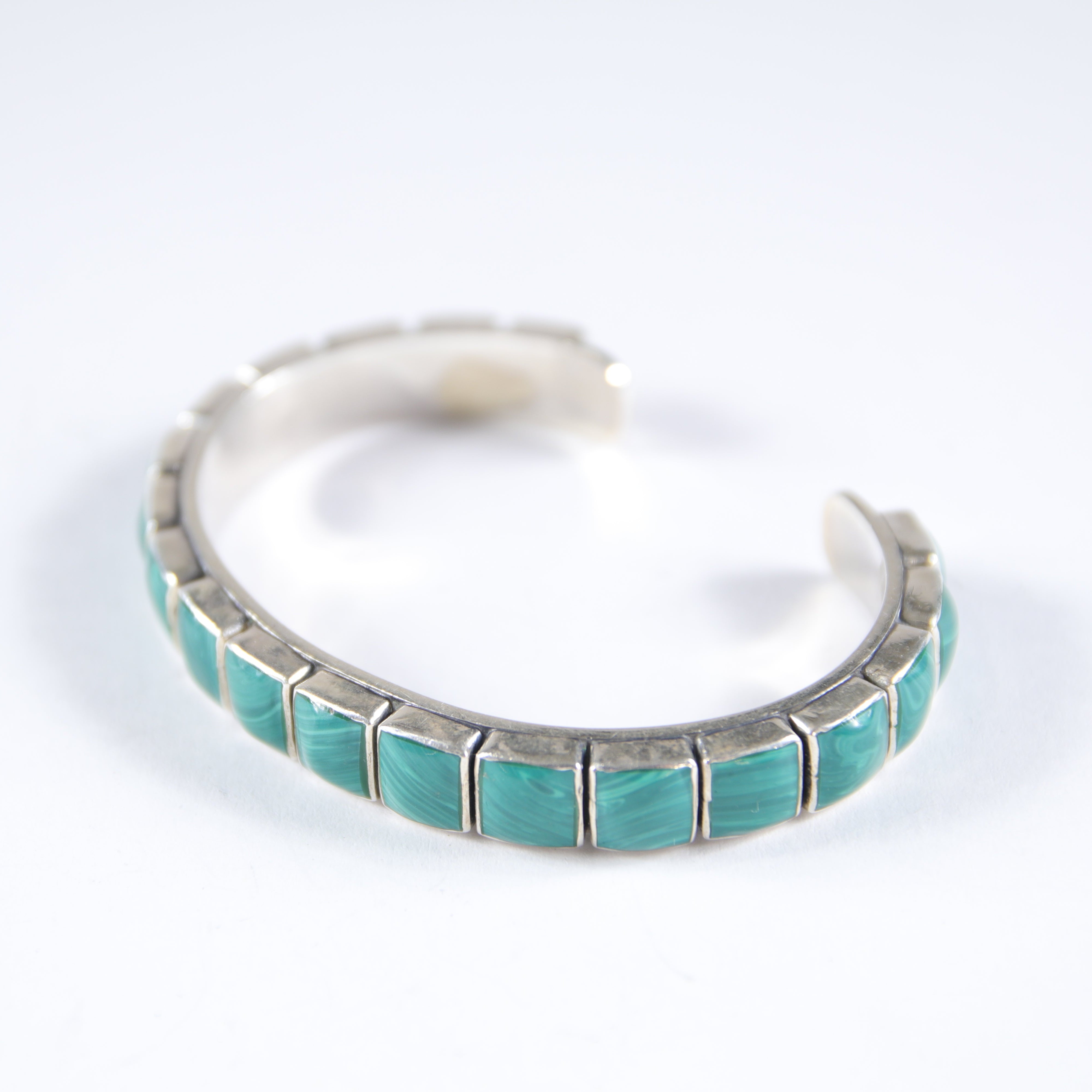 Small/Medium Malachite 1-Row Cuff Bracelet / Decorative Stamping