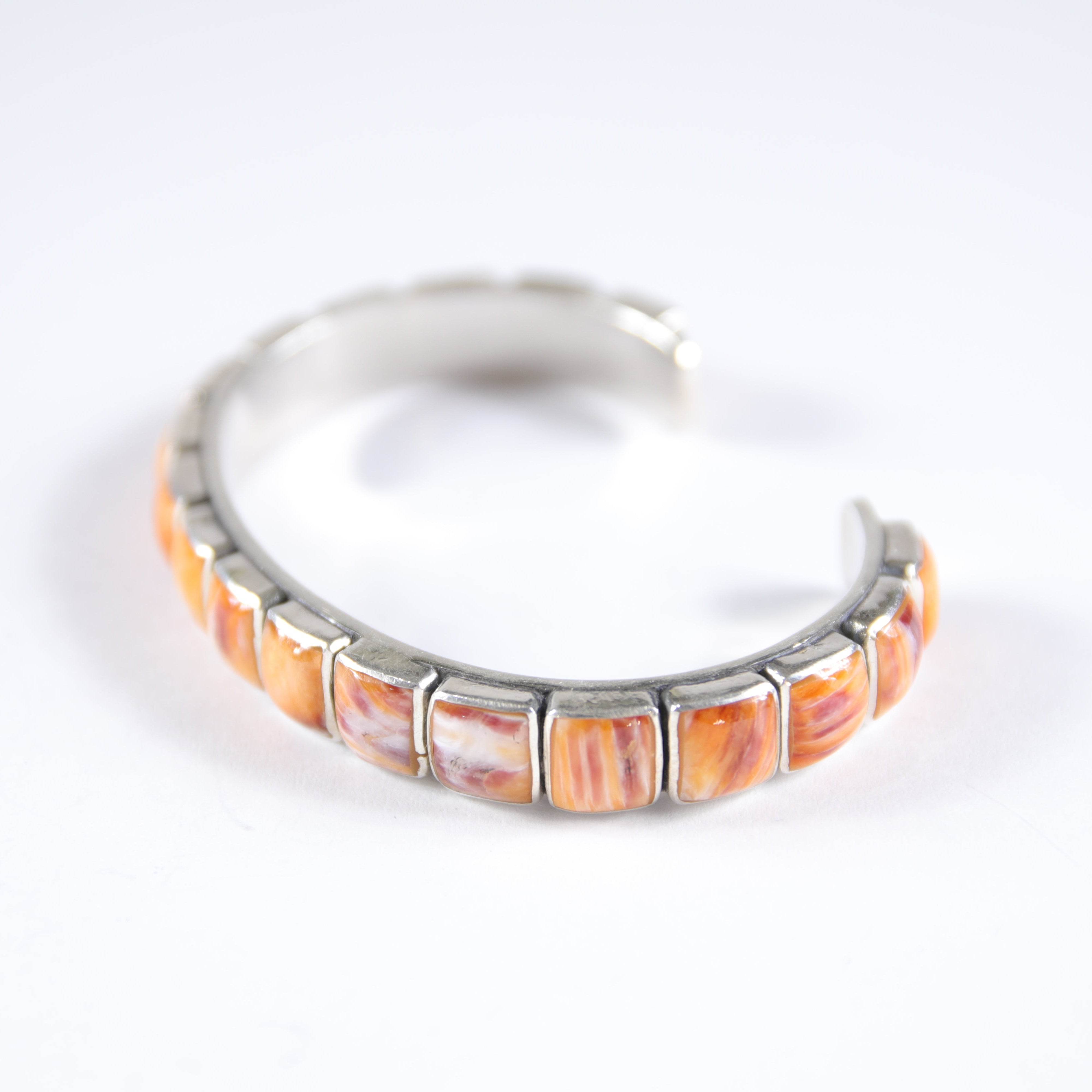 Small Orange Spiny Oyster Shell 1-Row Cuff Bracelet