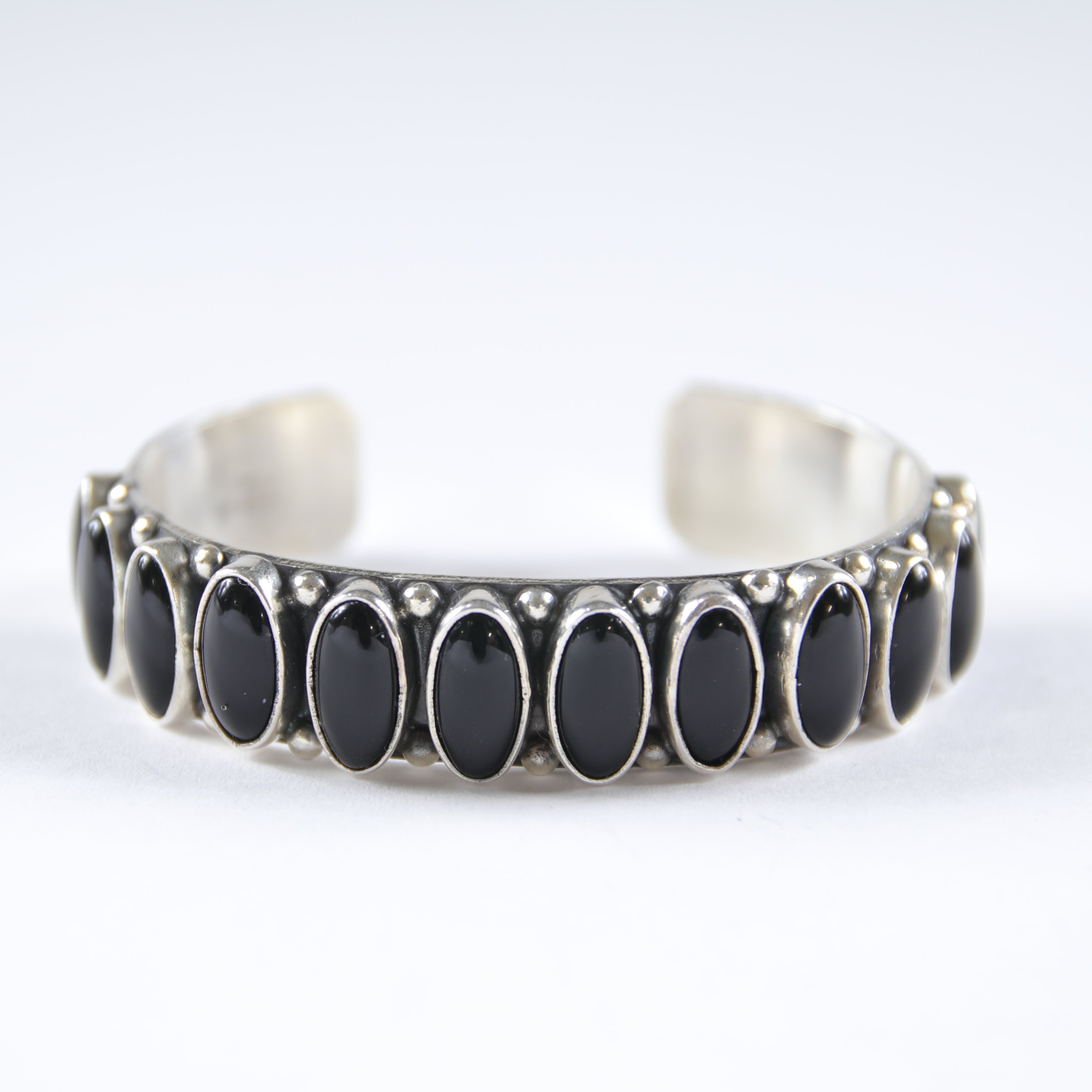 Small Black Onyx 1-Row Cuff Bracelet