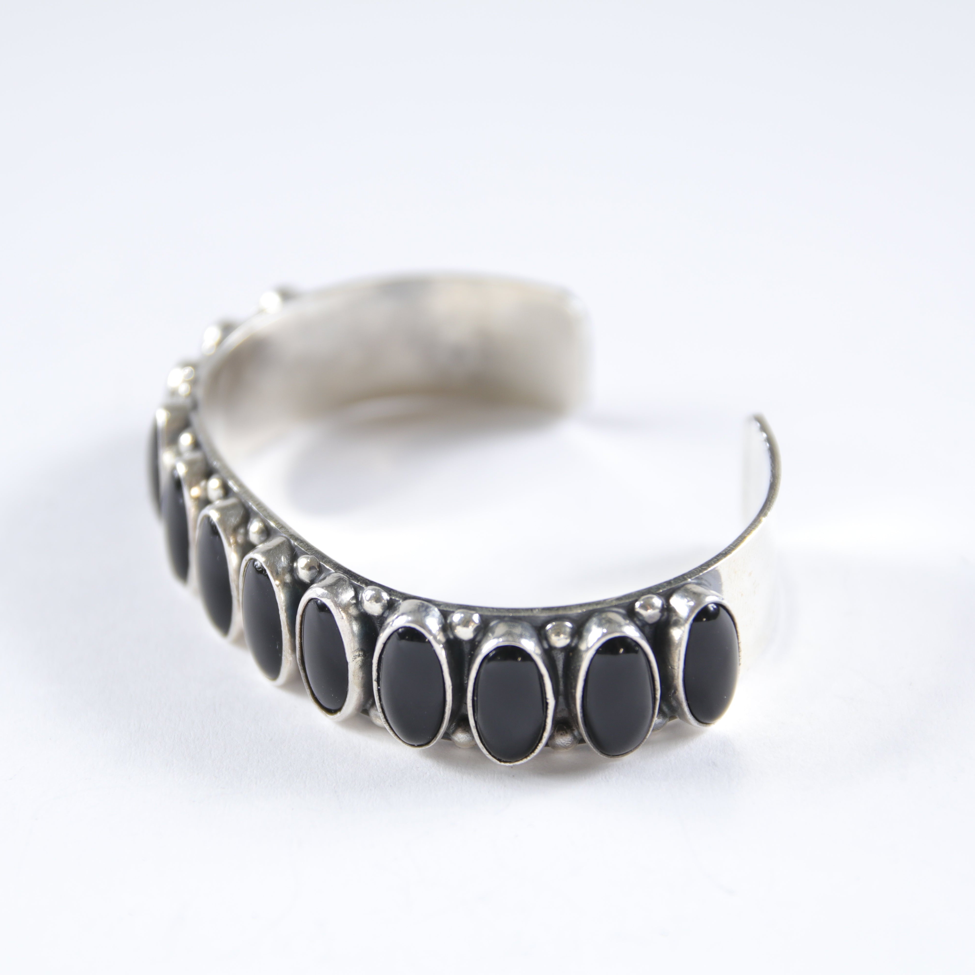 Small Black Onyx 1-Row Cuff Bracelet