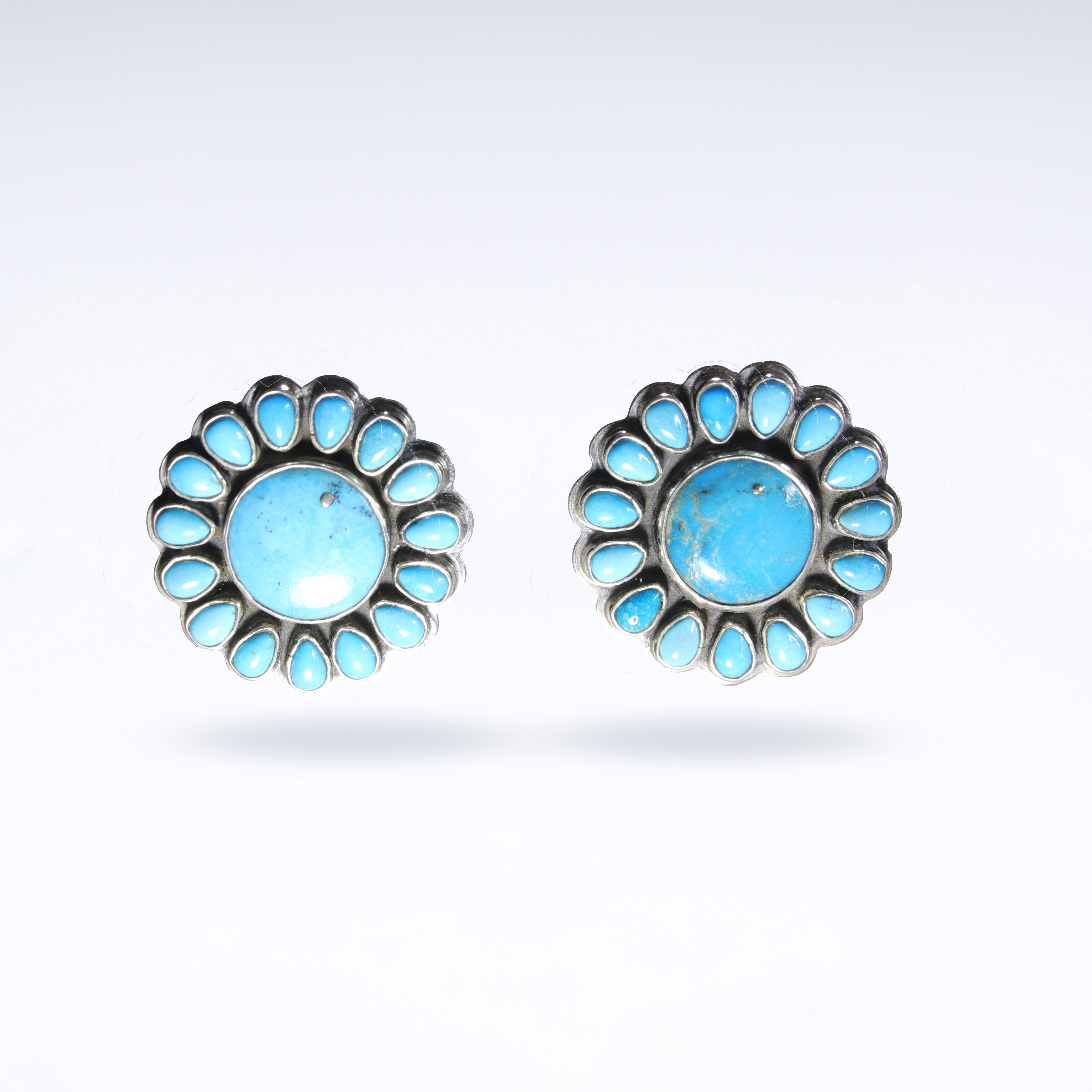 Beautiful, Babyblue Sleeping Beauty Turquoise Cluster Earrings with Clip Backs