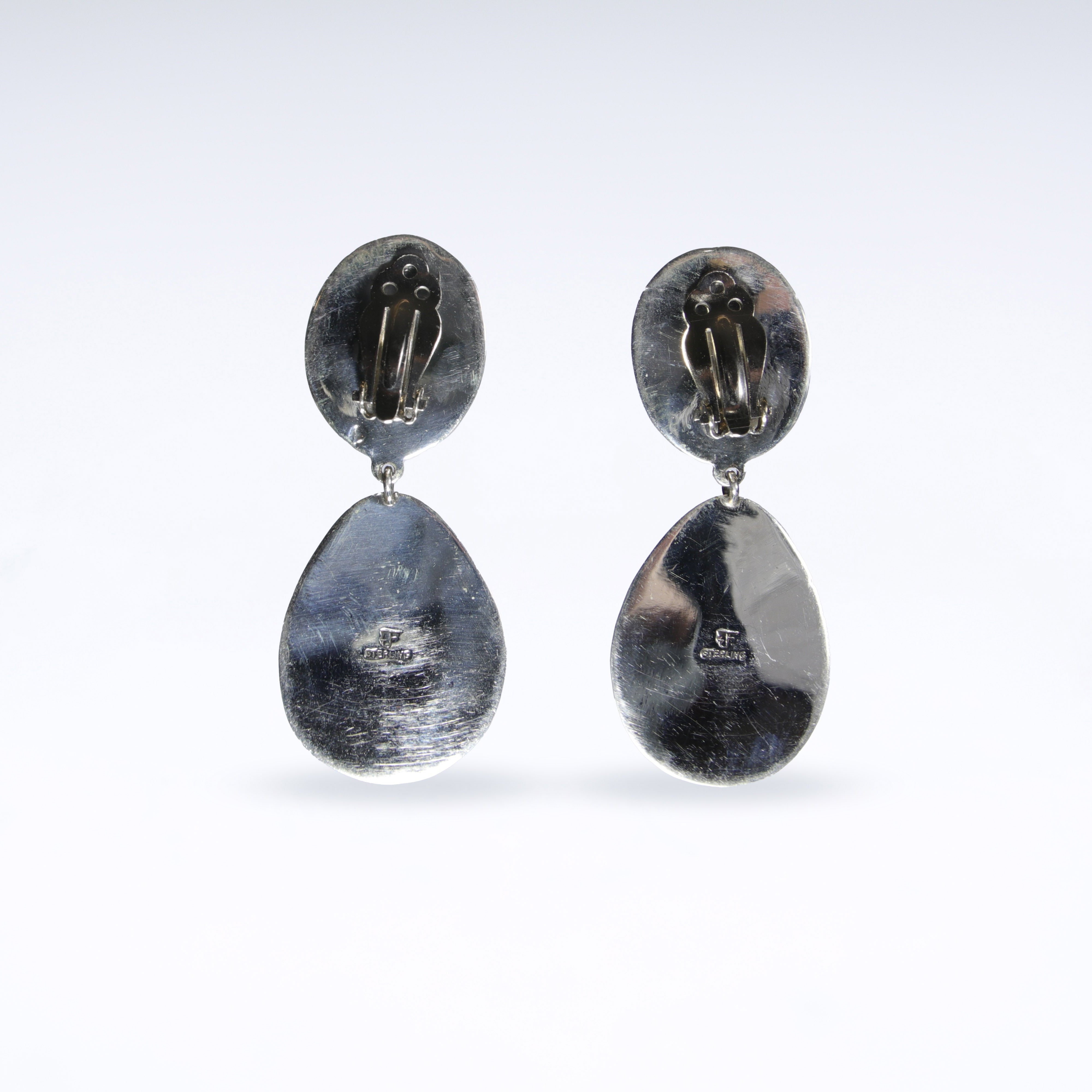 Kingman Turquoise Faceted, 2-Stone Drop Earrings with Clip Backs