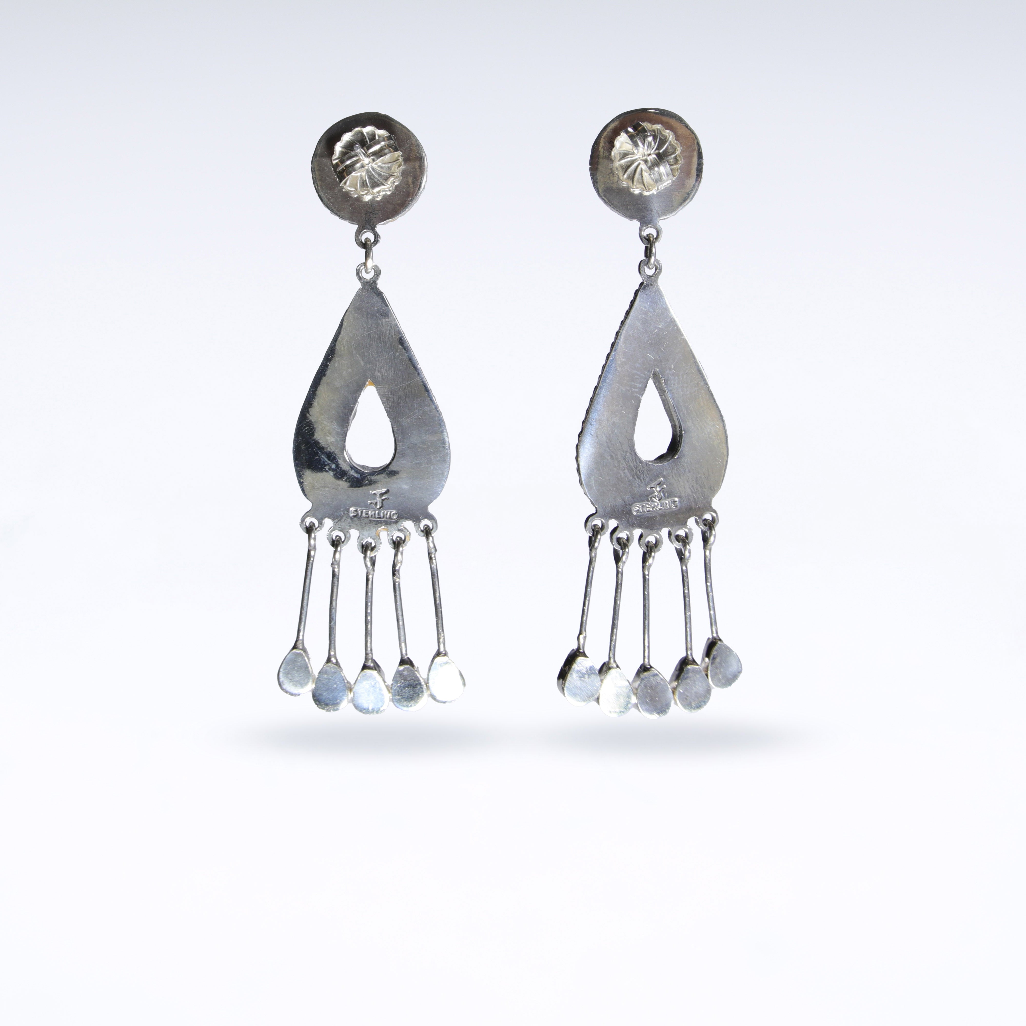 Spiny Orange Oyster Shell Inlay Earrings with Dangles