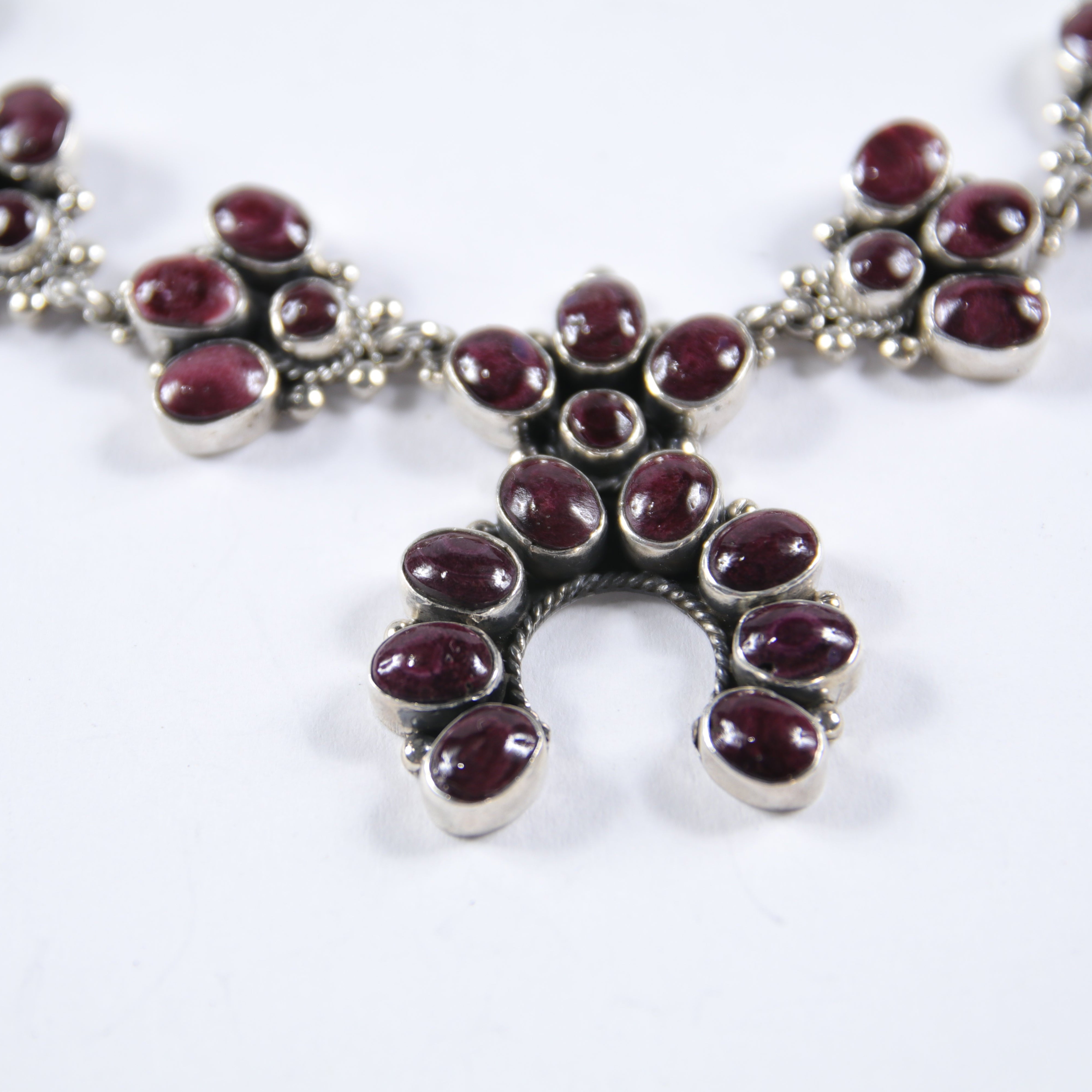 Purple Spiny Oyster Shell Mini Squash Blossom Necklace