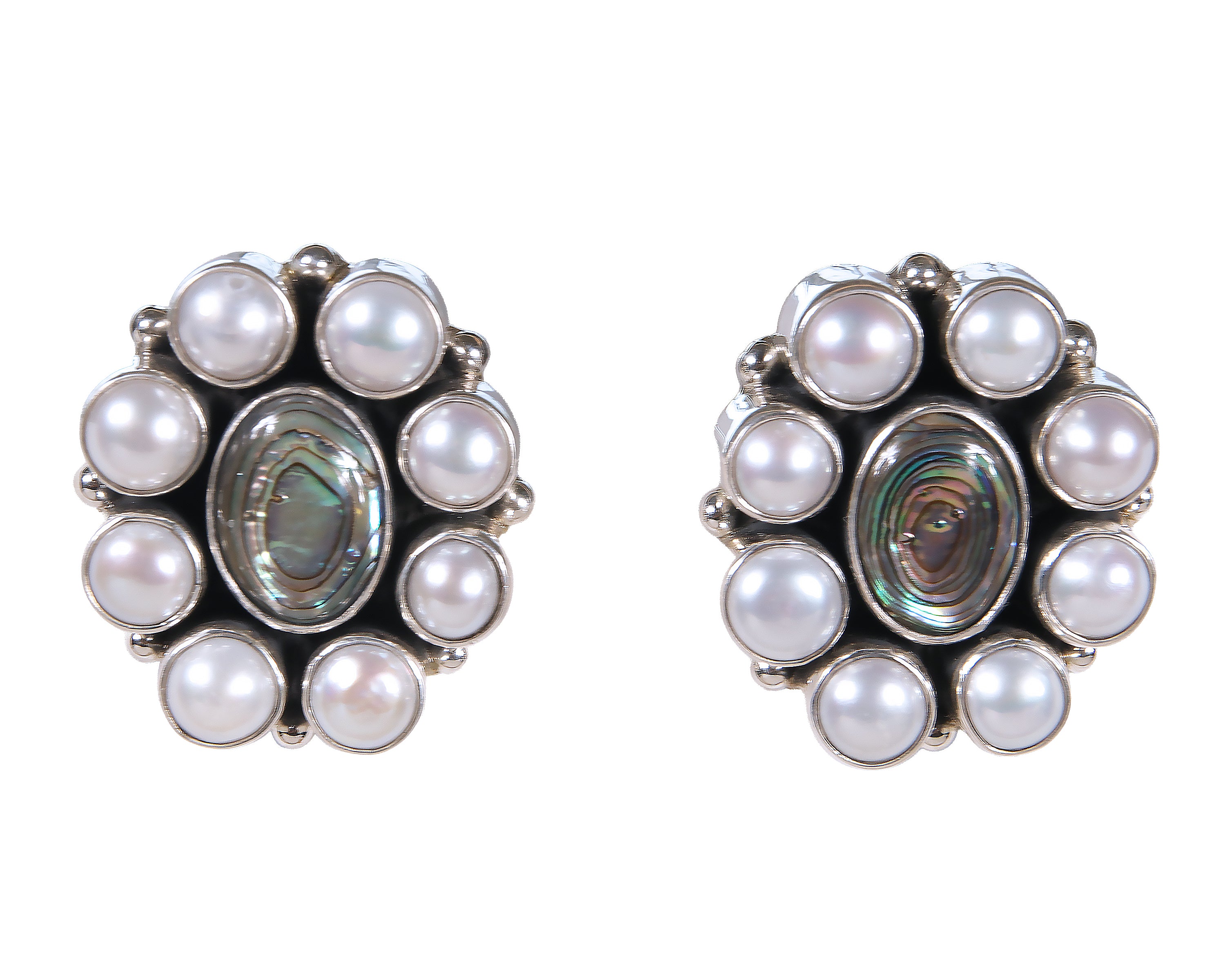 Iconic Pearl and Abalone Cluster Earrings