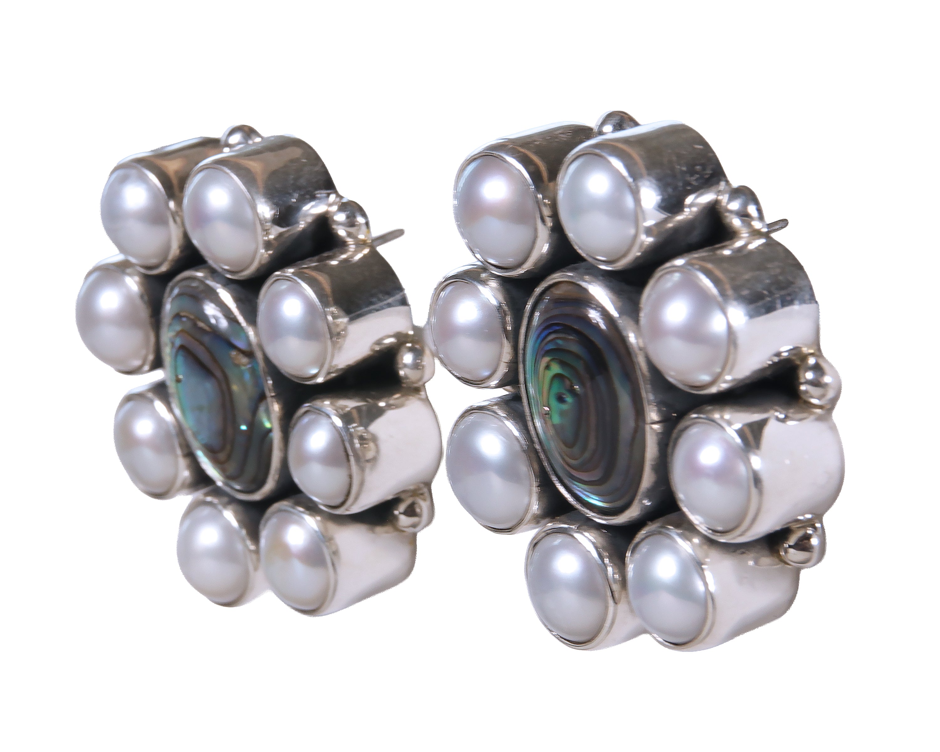 Iconic Pearl and Abalone Cluster Earrings