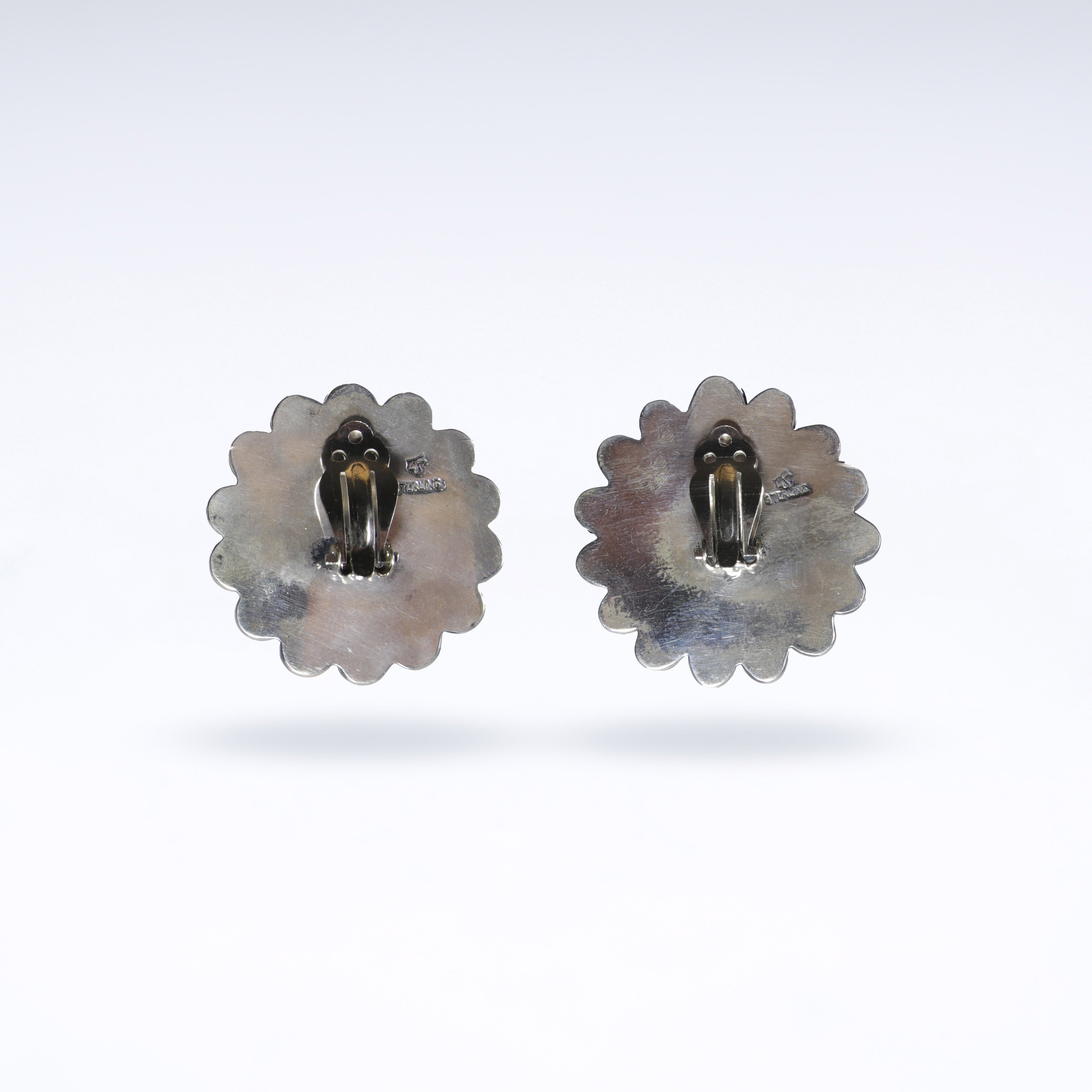 Coral Flowers & Turquoise Earrings with Clip Backs