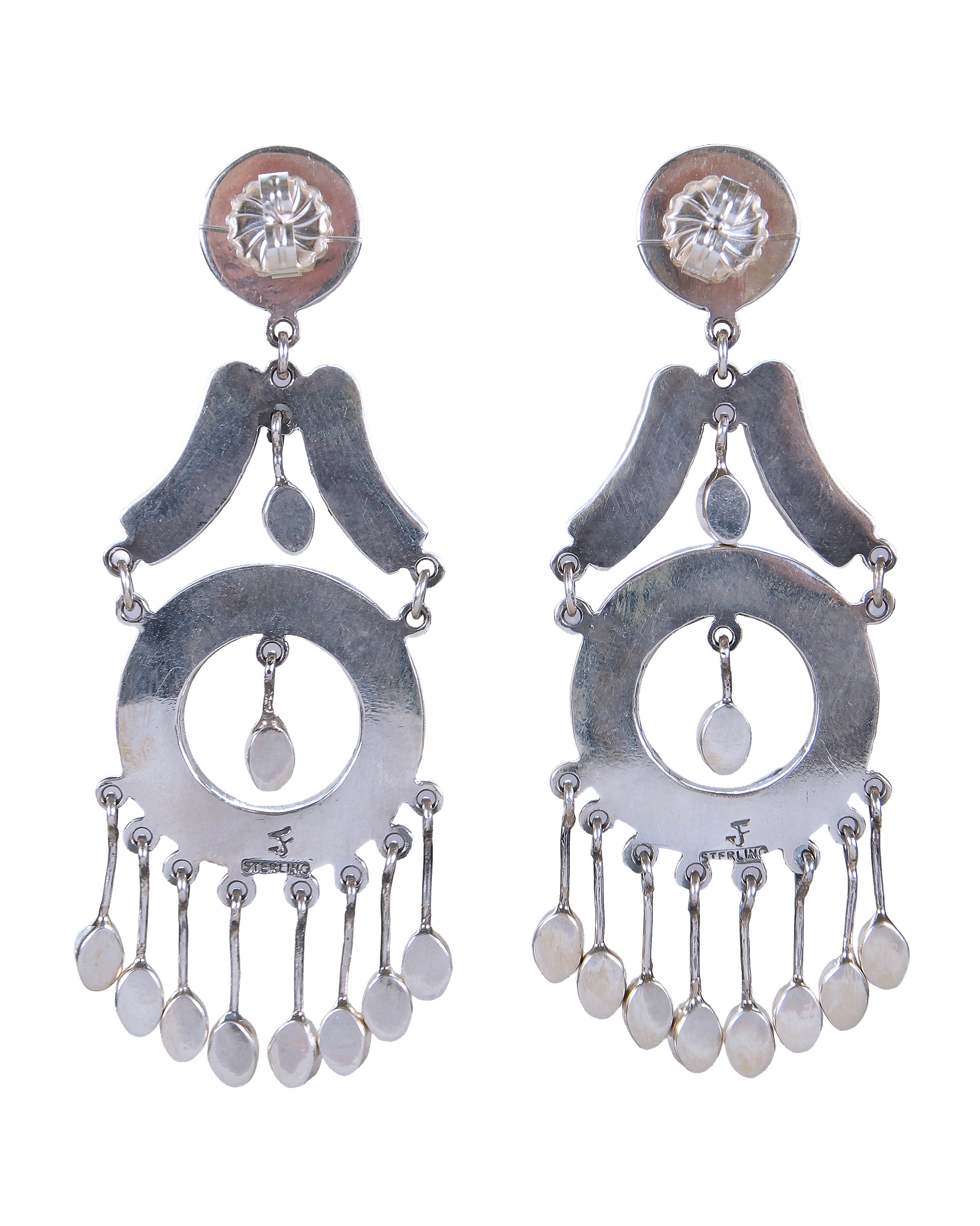 Dream Catcher Turquoise Inlay Dangle Earrings