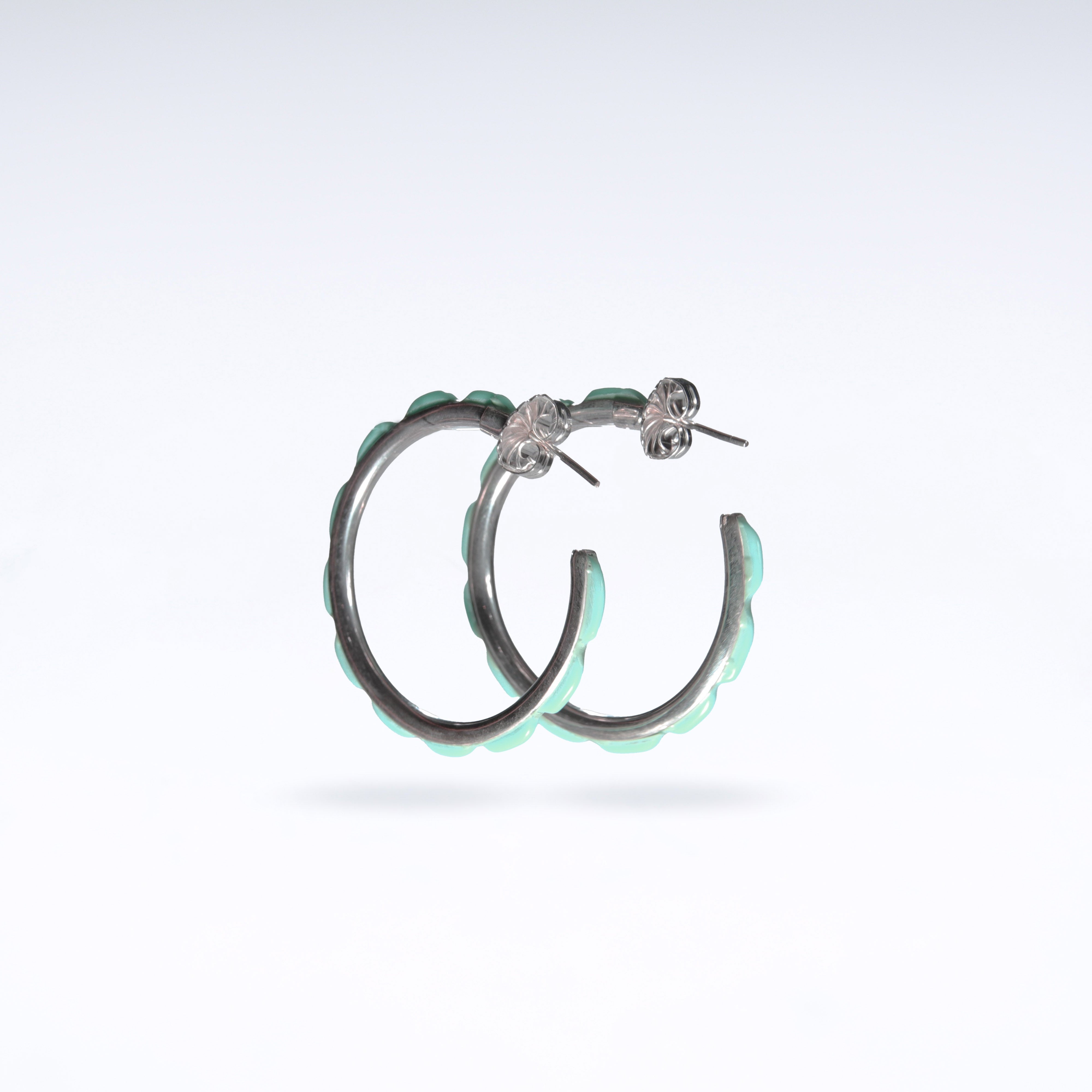 Cobbled Sea Green Turquoise Hoop Earring