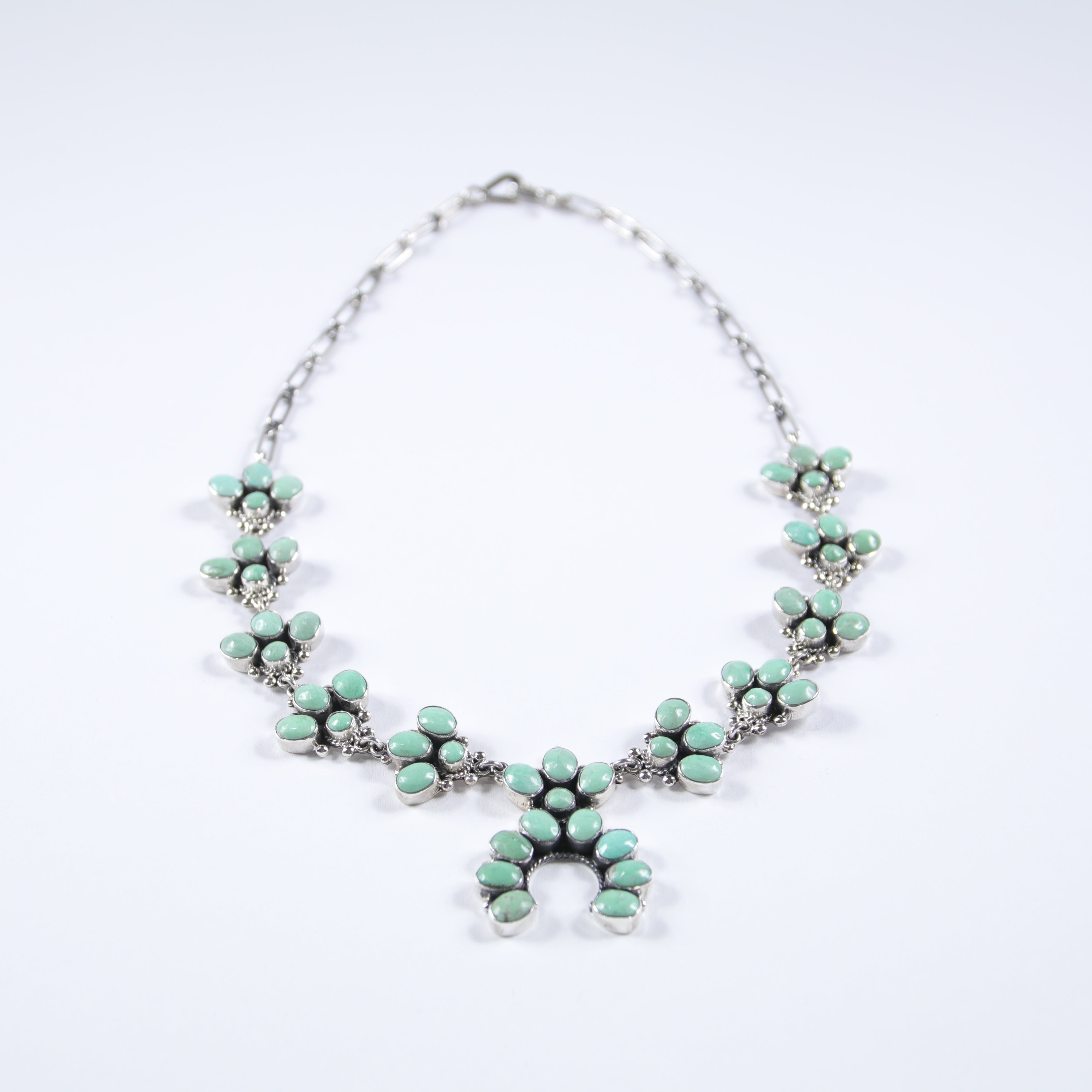 Mint Green Turquoise Squash Blossom Necklace