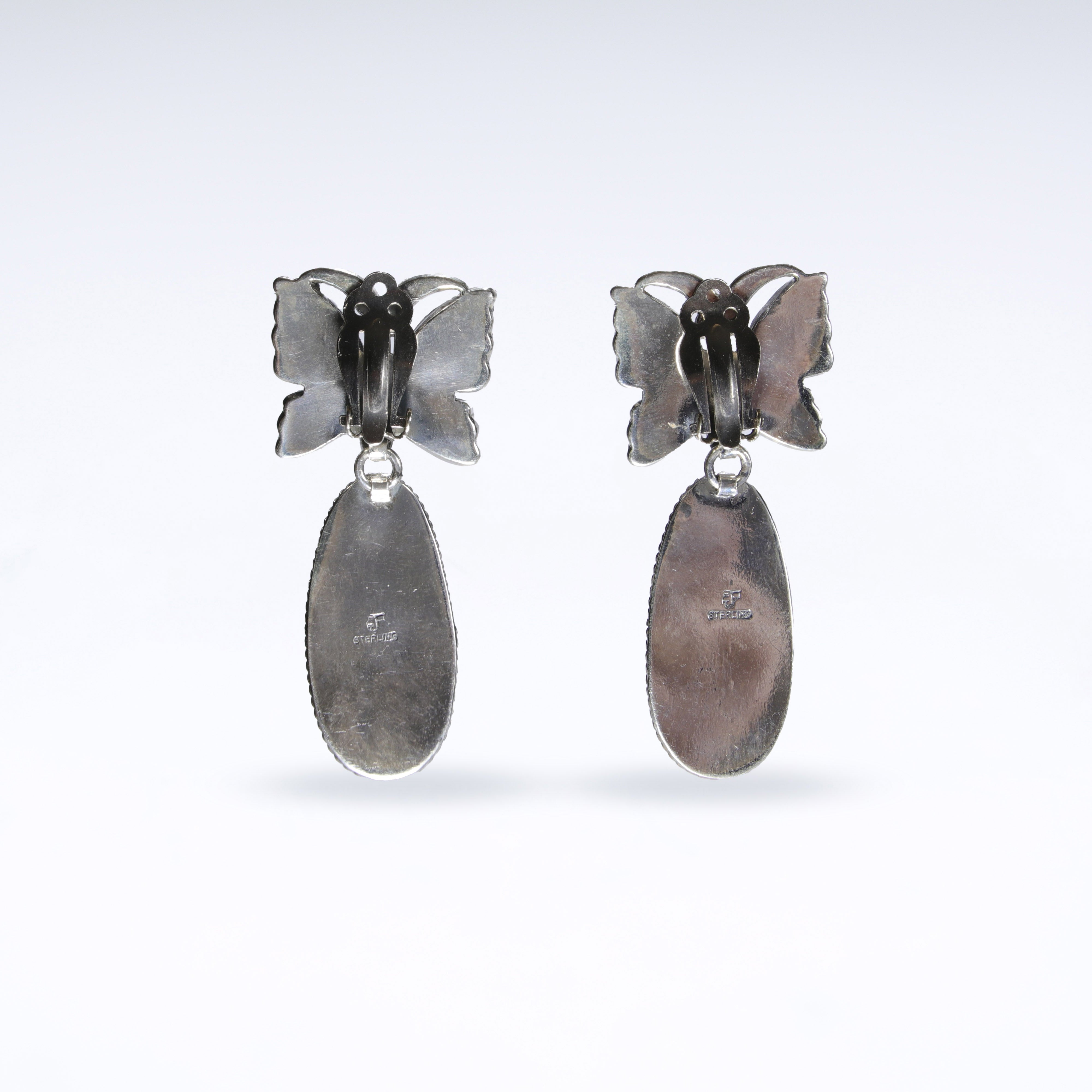 Spiny Oyster Shell + Turquoise Butterfly Earrings