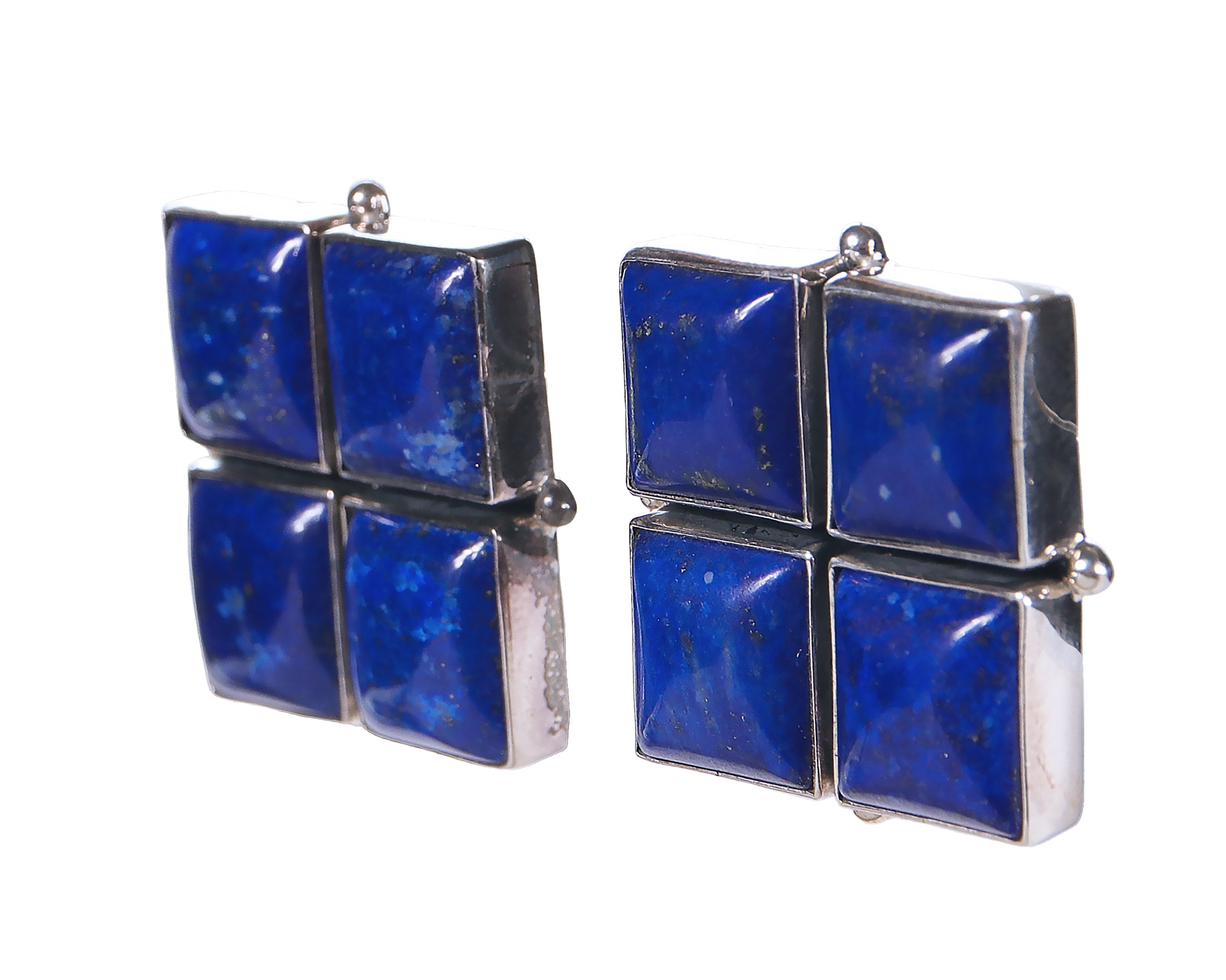 Lapis Lazuli Square Earrings Large Size