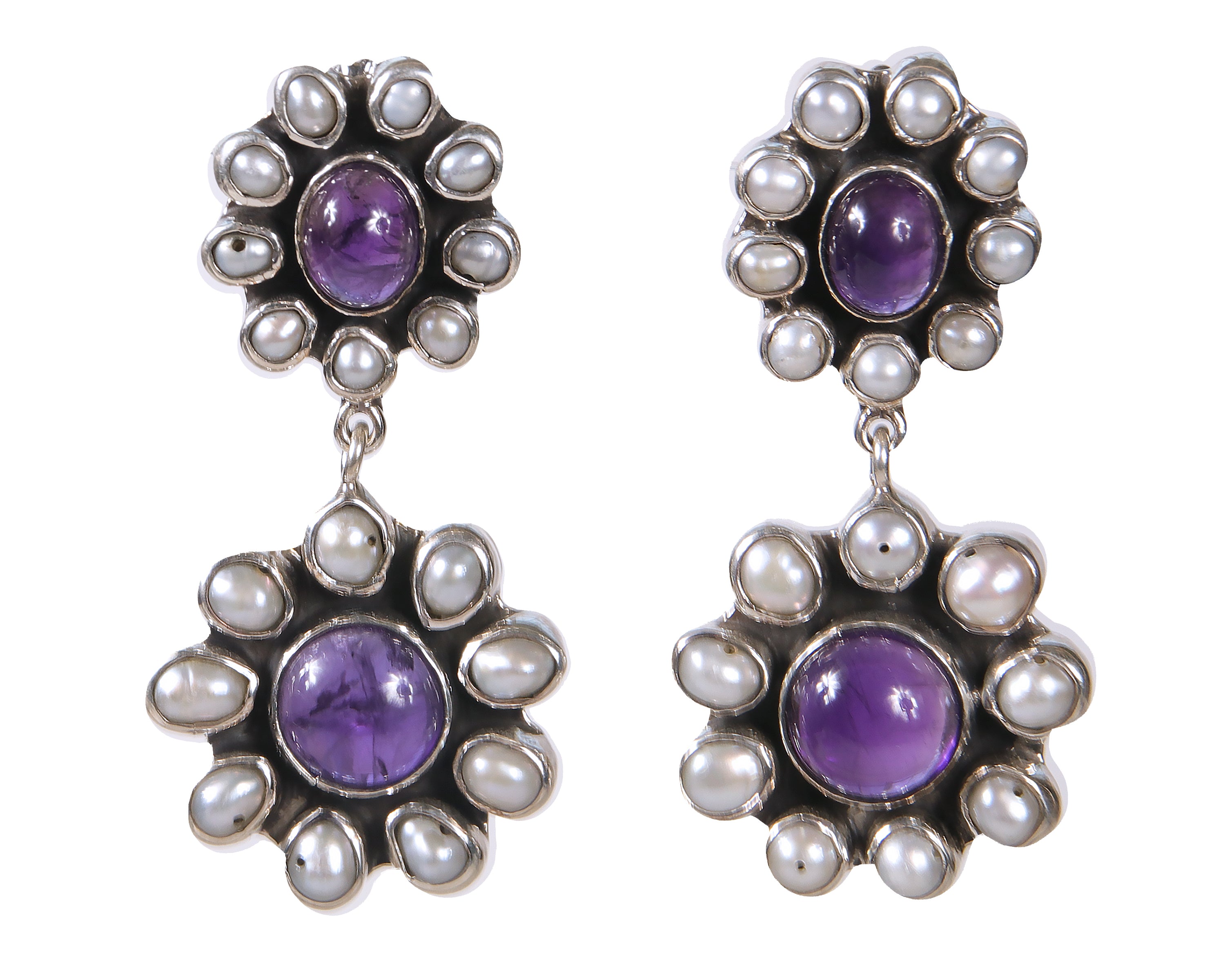 Amethyst and Pearl Dangle Earrings