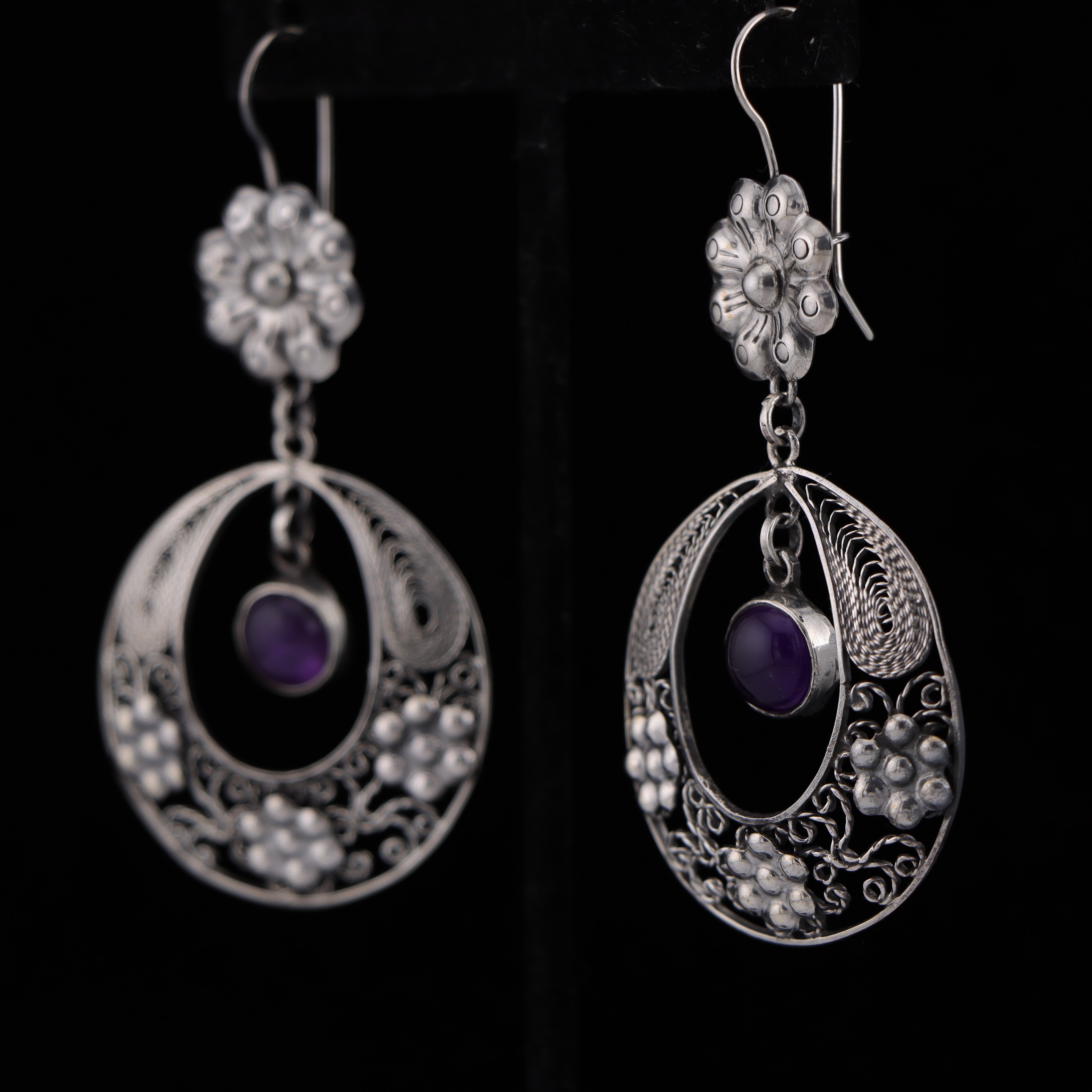 Filigree / Amethyst Earrings