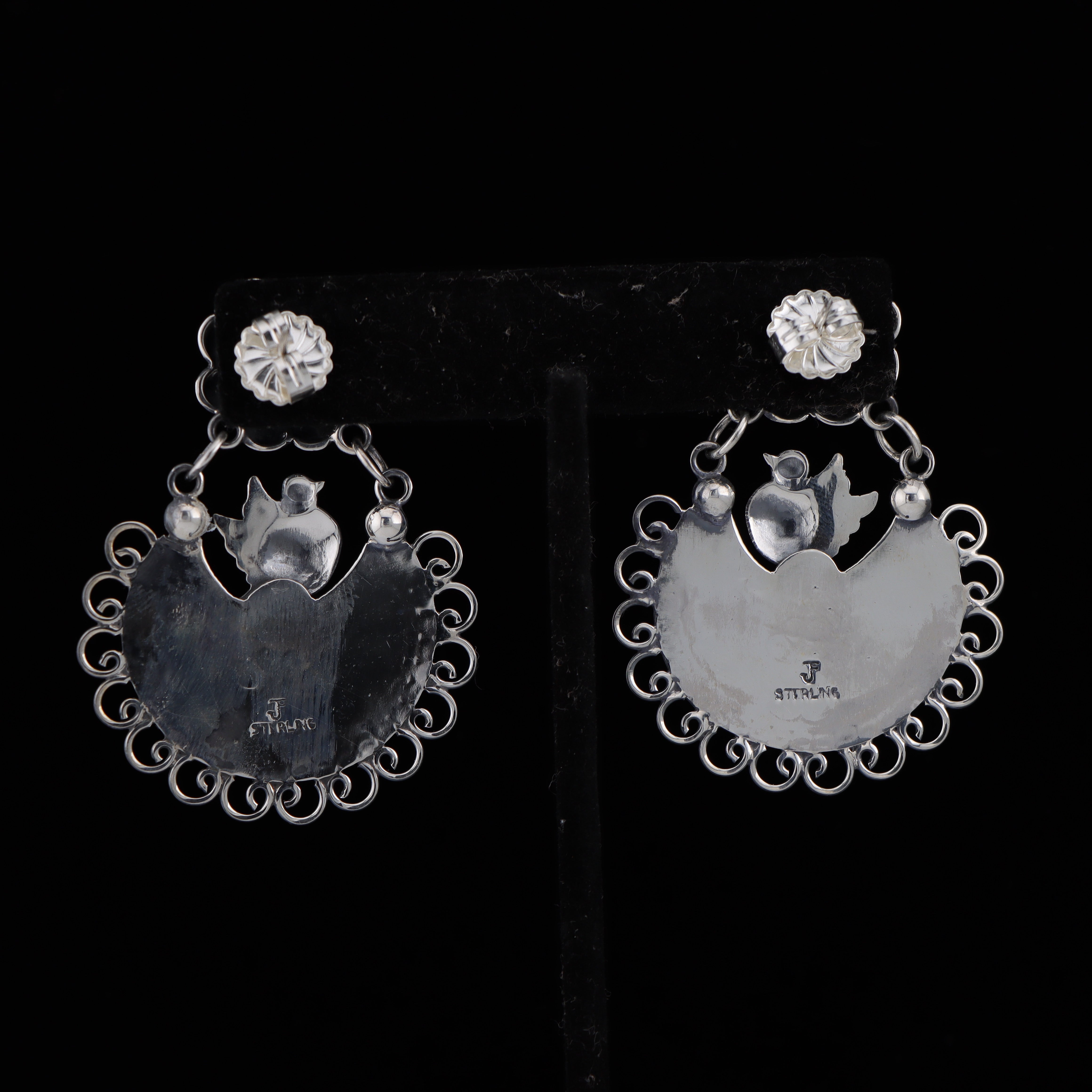 Doves and Flowers with Turquoise Earrings